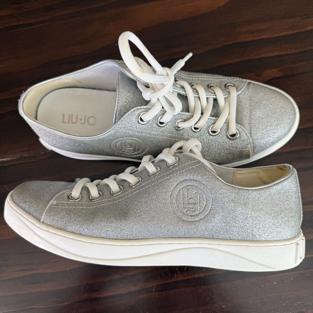 Size 8.5 /EU 39 - Liu Jo Women's Trainers  Leather Grey Glitter low-top sneakers